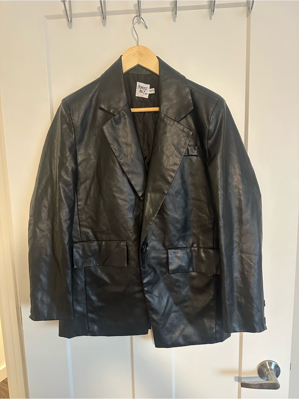 Princess Polly Black Vegan Leather Blazer Jacket